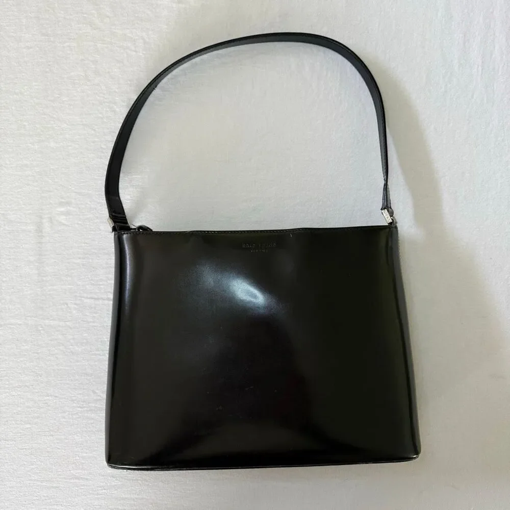 Kate Spade New York | Black Leather Shoulder Bag | Red Lining | Made in Italy